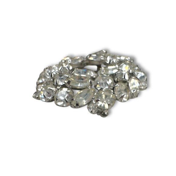 Weiss Silver Tone Clear Crystal Wreath Brooch Vintage - Picture 7 of 9